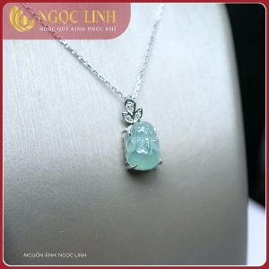 Dây chuyền & mặt ngọc phỉ thuý, xanh tròn