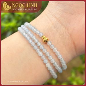 Vòng tay ngọc phỉ thuý Ngọc Linh trắng