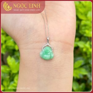 Mặt ngọc phỉ thuý phật di lặc xanh